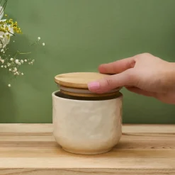 Karaca Nebula Stoneware Storage Container, 8cm, Beige