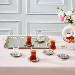 Karaca Nehir 19-Piece Turkish Tea Set for 6 People, 130ml, Multi