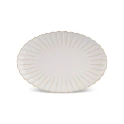 Karaca New Daisy Oval Stoneware Serving Platter, 30cm, White