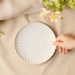 Karaca New Daisy Stoneware Dessert/Side Plate, 21cm, White