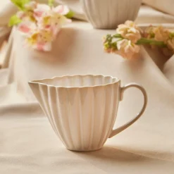 Karaca New Daisy Stoneware Milk Jug, 150ml, White