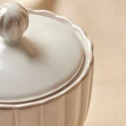 Karaca New Daisy Stoneware Sugar Bowl, 230ml, White