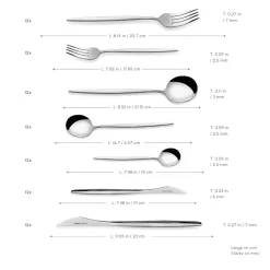 Karaca New Porto Elegance 84-Piece Stainless Steel Cutlery Set for 12 People, Silver