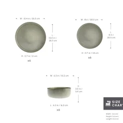 Karaca New Skal 18-Piece Reactive Glaze Dinner Set for 6 People, Grey