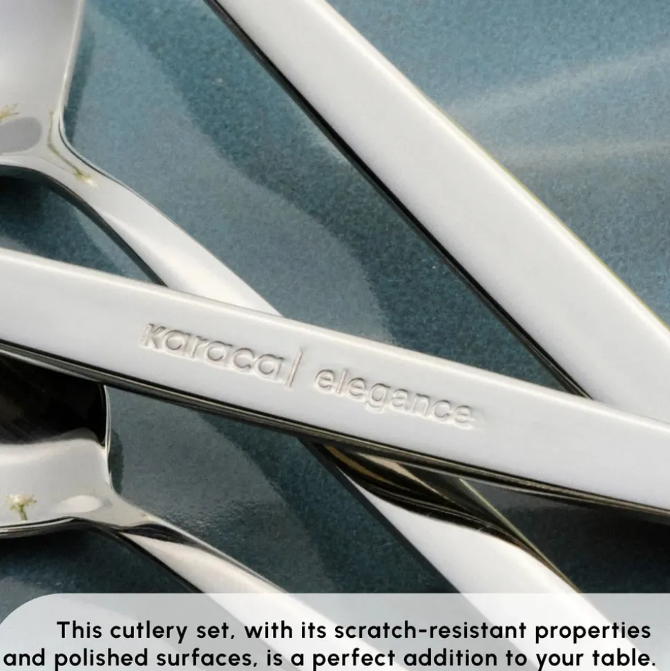 Karaca New Thor 84-Piece Stainless Steel Cutlery Set for 12 People, Silver