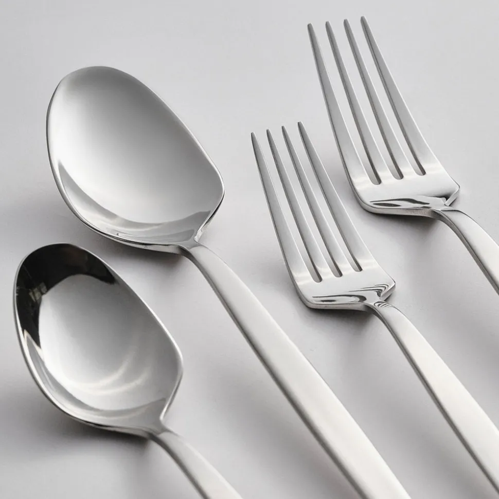 Karaca New Thor V2 84-Piece Stainless Steel Cutlery Set for 12 People, Platin