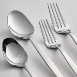 Karaca New Thor V2 84-Piece Stainless Steel Cutlery Set for 12 People, Platin