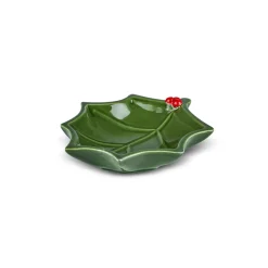 Karaca New Year Butcher's Broom 2-Section Snack Bowl, 18cm, Green