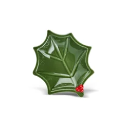 Karaca New Year Butcher's Broom 2-Section Snack Bowl, 18cm, Green
