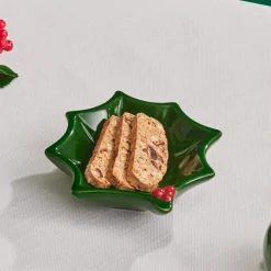 Karaca New Year Butcher's Broom Snack Bowl, 12cm, Green
