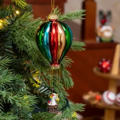 Karaca New Year Christmas Baloon Glass Tree Decoration, 6.9cmx6.9cmx18cm, Multi