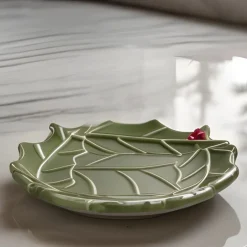 Karaca New Year Christmas Butcher's Broom Snack Bowl, 15cm, Green