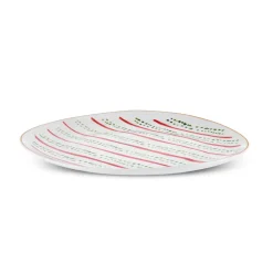 Karaca New Year Christmas Butcher's Broom Green Dot Side Plate, 20,5cm, Multi
