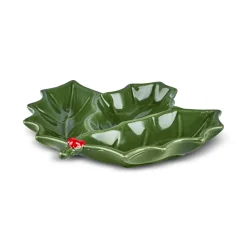 Karaca New Year Christmas Butcher's Broom Serving Plate, 20cm, Green