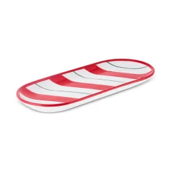Karaca New Year Christmas Candy Stripe Serving Plate, 28cm, Red