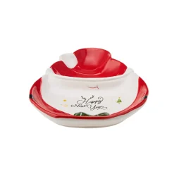 Karaca New Year Christmas Ceramic Serving Bowl, 22cmx11cmx3cm, Multi