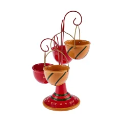 Karaca New Year Christmas Corrousel Ceramic Snack Bowl with Stand, 32cm, Multi