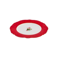Karaca New Year Christmas Dreamy Porcelain Side Plate, 22cm, Red Multi