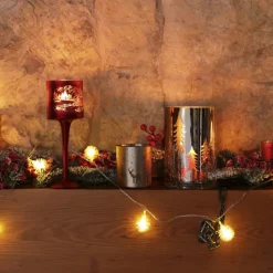 Karaca New Year Christmas Helena Glass Candle Holder, 7cmx7.8cm, Gold