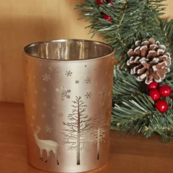 Karaca New Year Christmas Helena Glass Candle Holder, 10cmx12.5cm, Gold