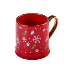 Karaca New Year Christmas New Generation Bone Golden Line Mug, 355ml, Red Multi