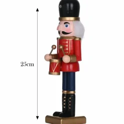 Karaca New Year Christmas Nutcracker with Drums Figure, 25cm, Red Multi