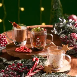 Karaca New Year Christmas Pia Double Trimmed Star Mug, 350ml, Clear