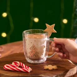 Karaca New Year Christmas Pia Double Trimmed Star Mug, 350ml, Clear