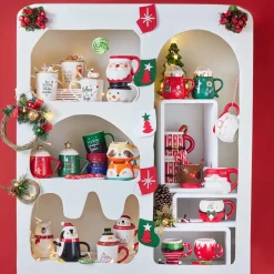 Karaca New Year Christmas Soft Touch Porcelain Mug, 340ml, Green Multi