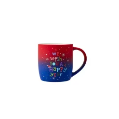 Karaca New Year Christmas Soft Touch Porcelain Mug, 340ml, Red Multi