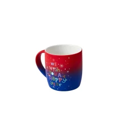 Karaca New Year Christmas Soft Touch Porcelain Mug, 340ml, Red Multi