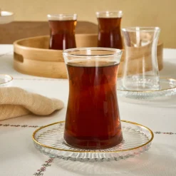 Karaca Nilufer 12-Piece Turkish Tea Set for 6 People, Transparent