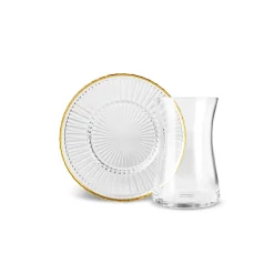 Karaca Nilufer 12-Piece Turkish Tea Set for 6 People, Transparent