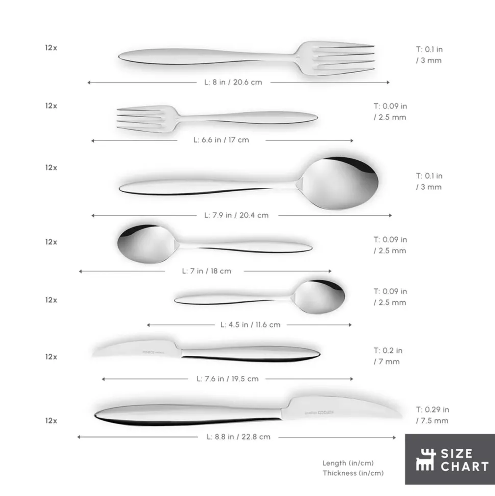 Karaca Novara 84-Piece Stainless Steel Cutlery Set for 12 People