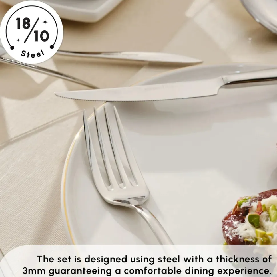 Karaca Novara 84-Piece Stainless Steel Cutlery Set for 12 People