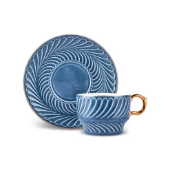 Karaca Olympian 12-Piece Porcelain Turkish Coffee Cup Set for 6 People, 90ml, Blue