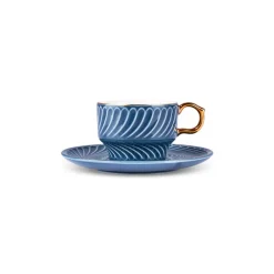 Karaca Olympian 12-Piece Porcelain Turkish Coffee Cup Set for 6 People, 90ml, Blue