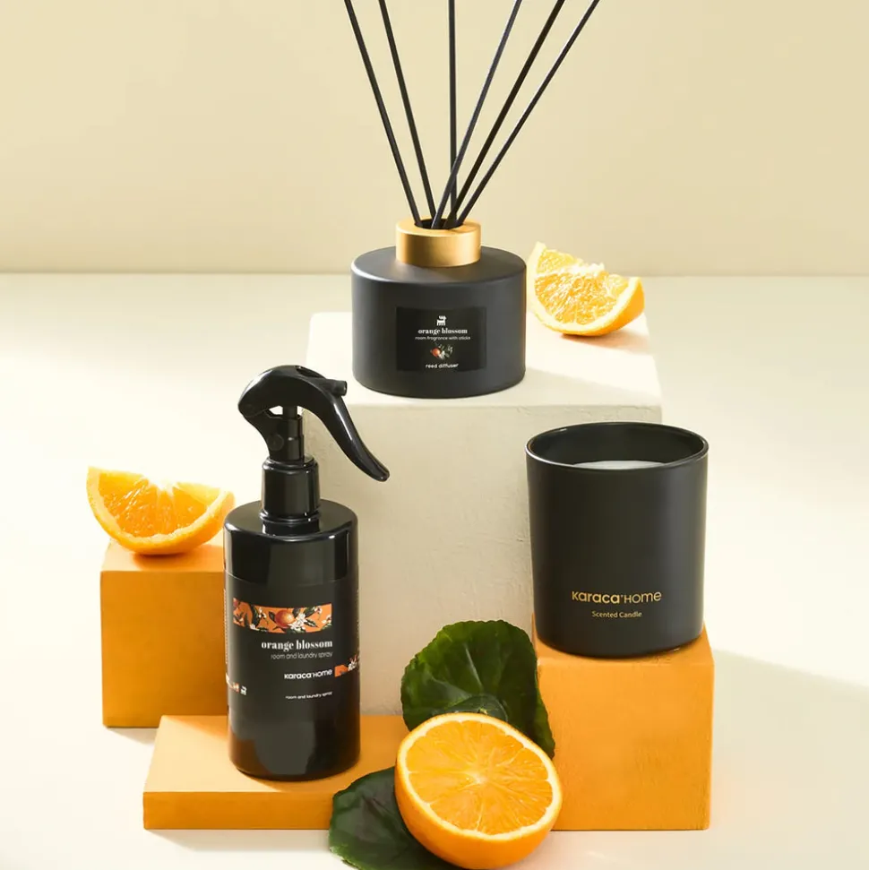 Karaca Orange Blossom Candle and Candlestick, Black