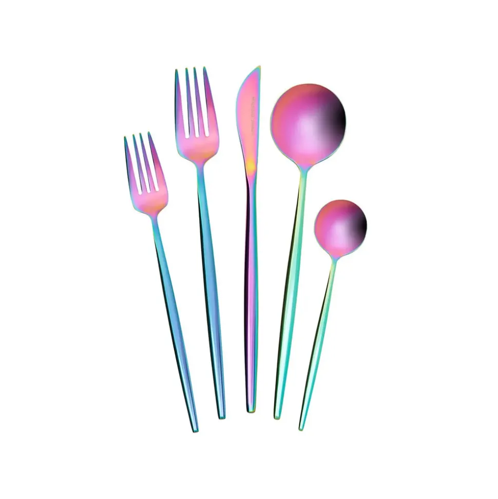 Karaca Orion 30-Piece Rainbow Stainless Steel Cutlery Set for 6 People, Multi