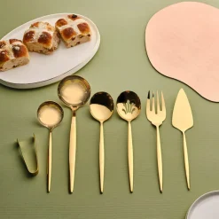 Karaca Orion 7-Piece Stainless Steel Serving Set, Shiny Gold