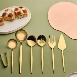 Karaca Orion 7-Piece Stainless Steel Serving Set, Shiny Gold
