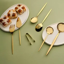 Karaca Orion 7-Piece Stainless Steel Serving Set, Shiny Gold