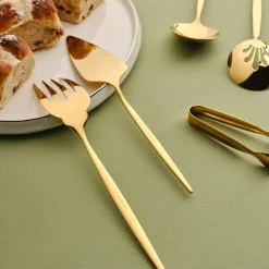 Karaca Orion 7-Piece Stainless Steel Serving Set, Shiny Gold