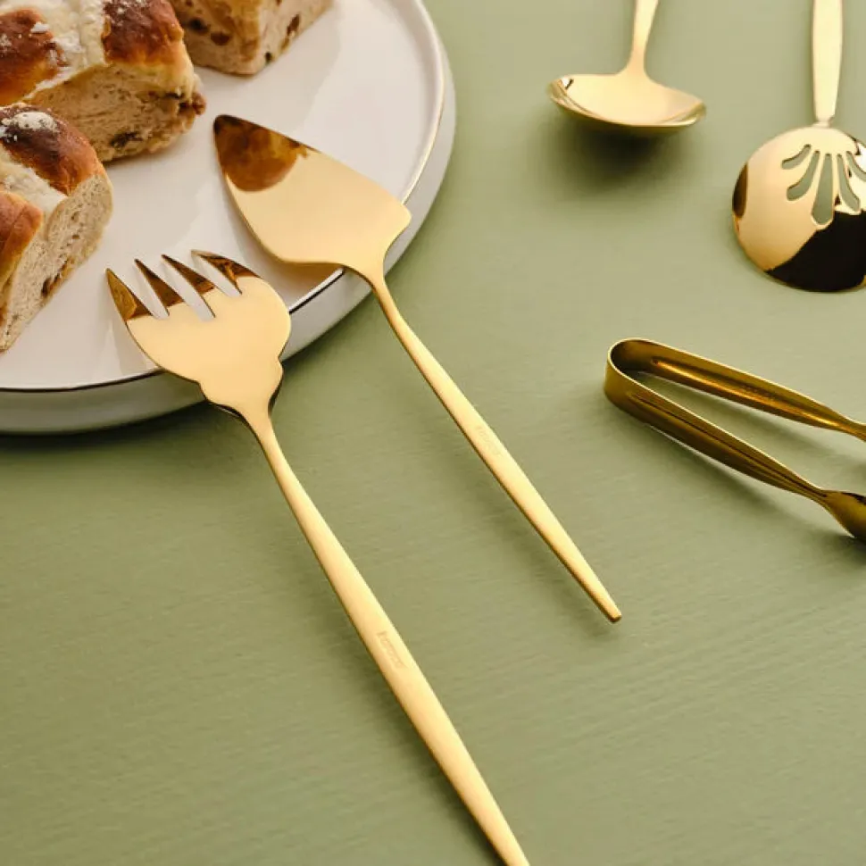Karaca Orion 7-Piece Stainless Steel Serving Set, Shiny Gold