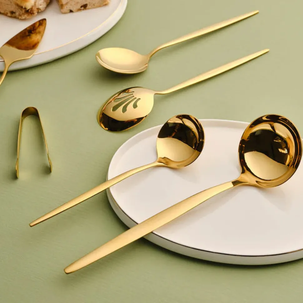 Karaca Orion 7-Piece Stainless Steel Serving Set, Shiny Gold