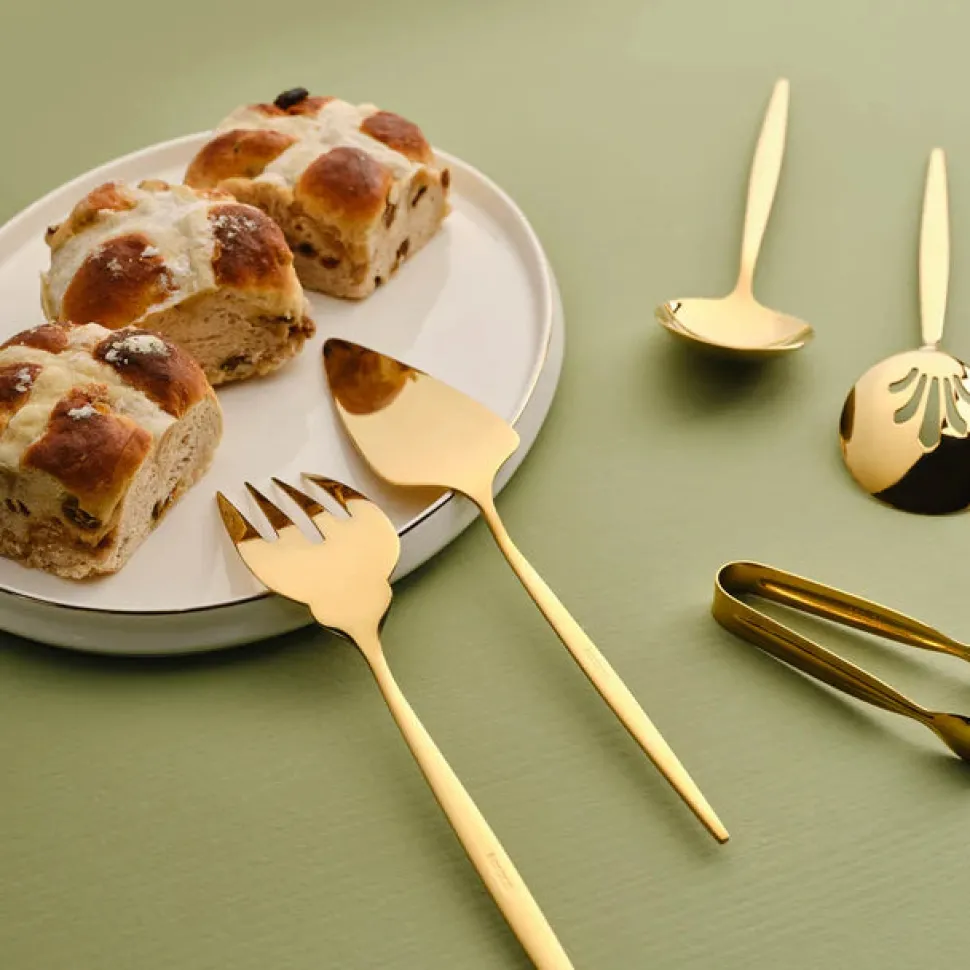 Karaca Orion 7-Piece Stainless Steel Serving Set, Shiny Gold