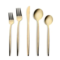 Karaca Orion 30-Piece Stainless Steel Cutlery Set for 6 People, Shiny Gold