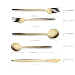 Karaca Orion 30-Piece Stainless Steel Cutlery Set for 6 People, Shiny Gold