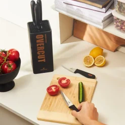 Karaca Overcut 5 Piece Knife Block Set, Black