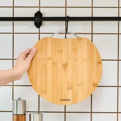 Karaca Owen Bamboo Round Chopping Board, Large, Wood
